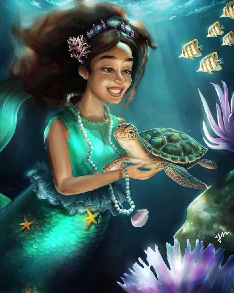 Teach the Kids Love, Mermaid Painting by Melody Nieves